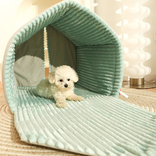 HOOPET Closed Dog House Winter Windproof Nest for Dogs Cats with Door Curtain Outdoor Portable Cat Tent Dog Villa Sleep Kennel