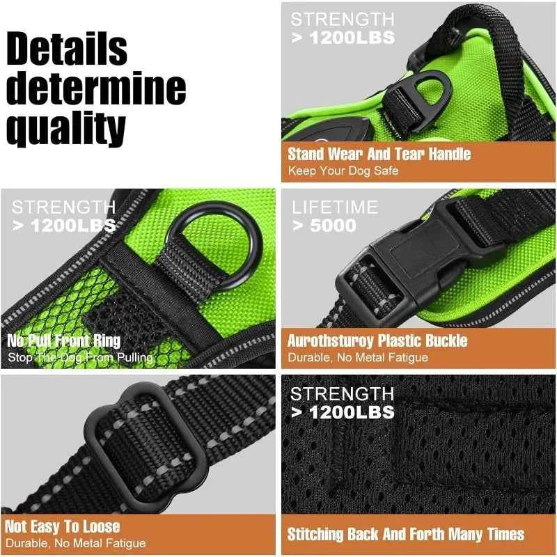 LED Glowing Luminous Dog Harnesses Essential for Dog Walking Safety At Night Dog Vest with Three LED Light Modes Rechargeable