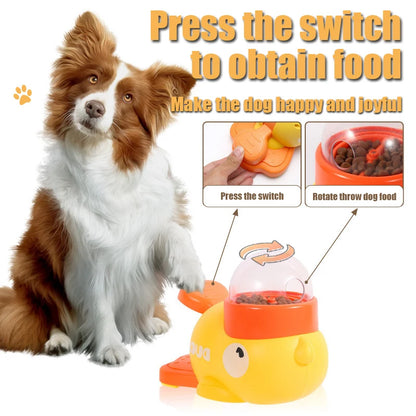 1PC Little Yellow Duck Pet Feeder Interactive Training Device For Cats And Dogs Food Dispensing By Pressing Automatic Feeder
