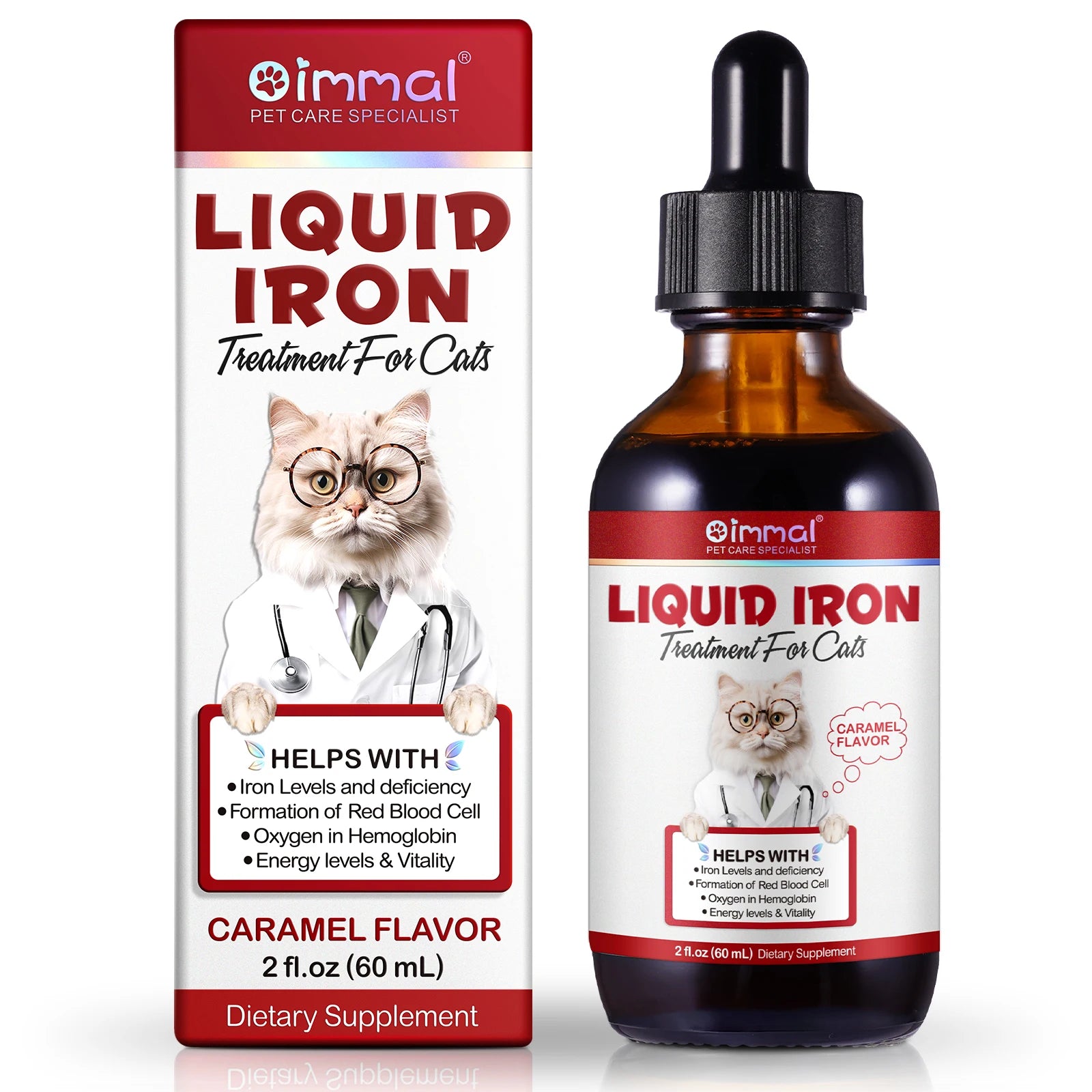 AEVYVKV Liquid Iron Supplement for Cats – Caramel Flavour Treatment for Iron Deficiency & Red Blood Cell Support - Bdba PK