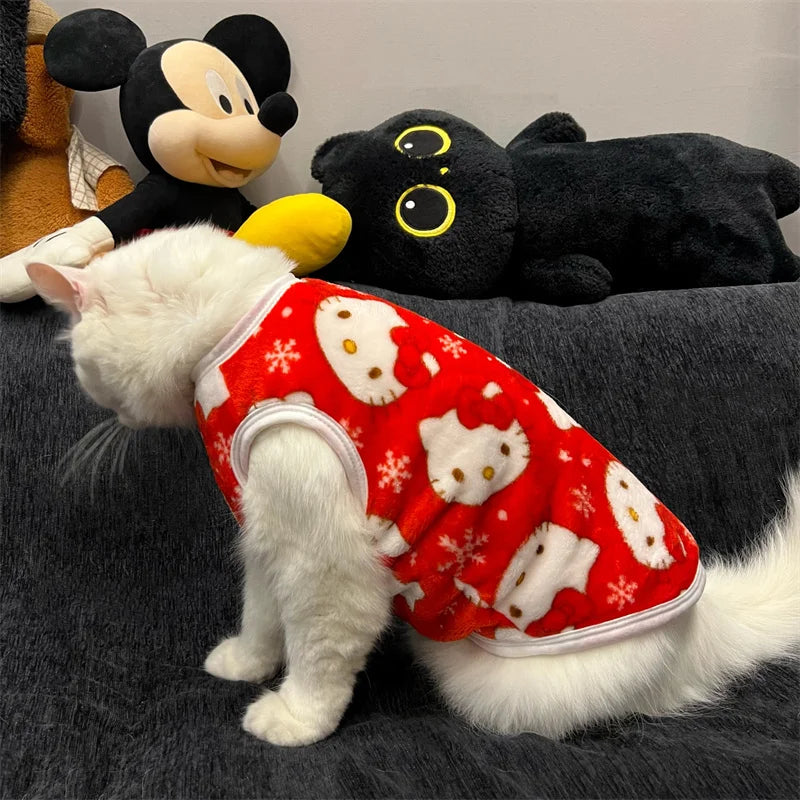 Winter Warm Pet Clothes For Cats Pullover Kawaii Hello Kitty Cat Sweater Costume Mascotas Clothing Gatos Products For Animals