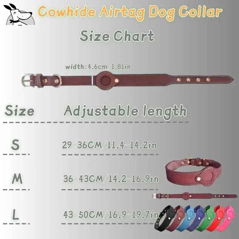 Leather Collar Locator Collar Pet Dog Collar Tracking Full Grain Cowhide Detachable