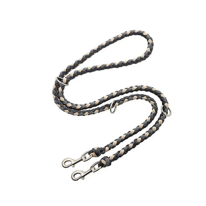 Hand-Knitted Leather Pet Collar Leash Set Multi-Colored Stripe Dog Collar Soft Adjustable Braided Dog Collar with Metal Buckle