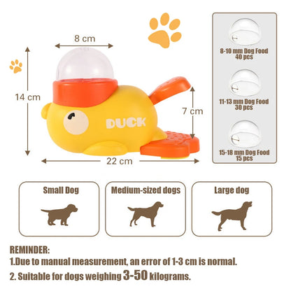 1PC Little Yellow Duck Pet Feeder Interactive Training Device For Cats And Dogs Food Dispensing By Pressing Automatic Feeder
