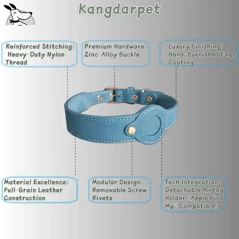 Leather Collar Locator Collar Pet Dog Collar Tracking Full Grain Cowhide Detachable