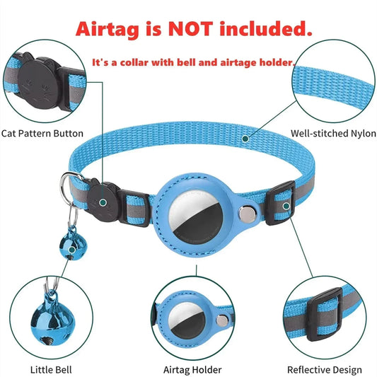 Anti-Lost Cat Collar with AirTag Case & Bell – Reflective Breakaway Safety Collar for Cats & Kittens - Bdba PK