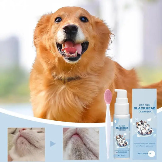 Cat Chin Cleaner 30g Blackhead Cleaning Lotion Pet Chin Acne Care Brush Dog Cat Grooming Supplies Tooth Stain Remover for Pets - Bdba PK