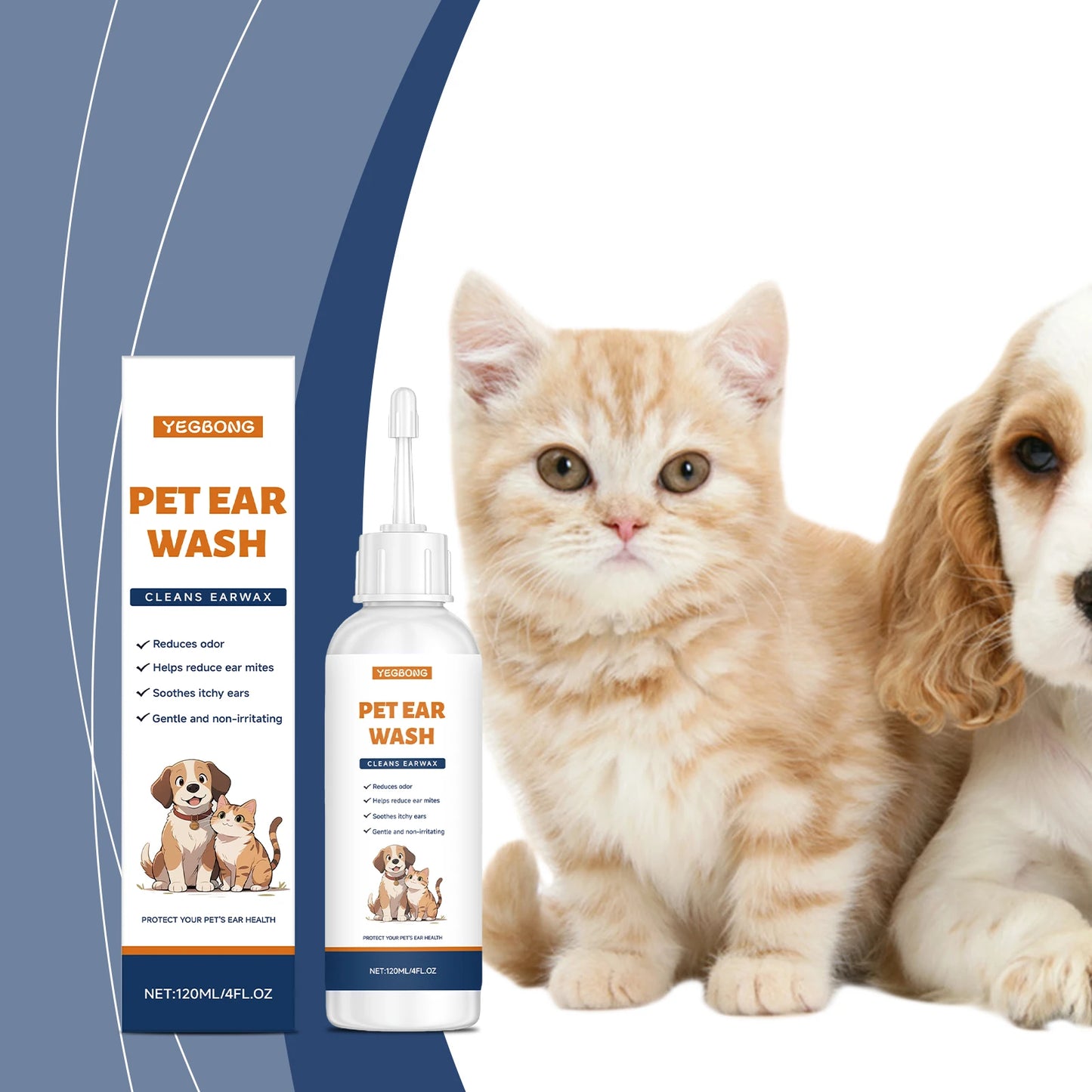Pet Ear Cleaner Effectively Removing Earwax Reduce Ear Mites Alleviate Ear Odor Soothe Ear Itching Gentle Pet Ear Cleaning Agent