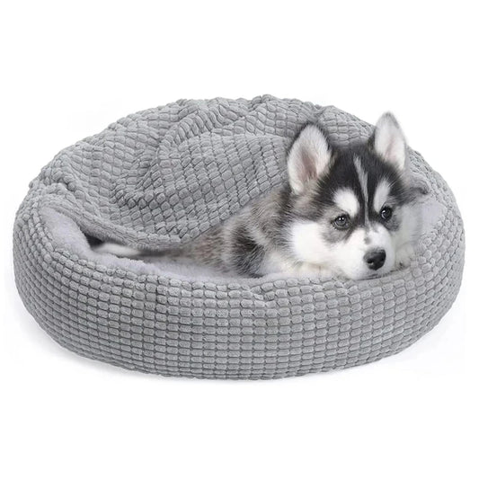 Round Pet Bed For Dog Cat Puppy House Warm Mat Winter Blankets Anti-Stress Orthopedic Fluffy Cat Dog Bed, Suitable For Winter