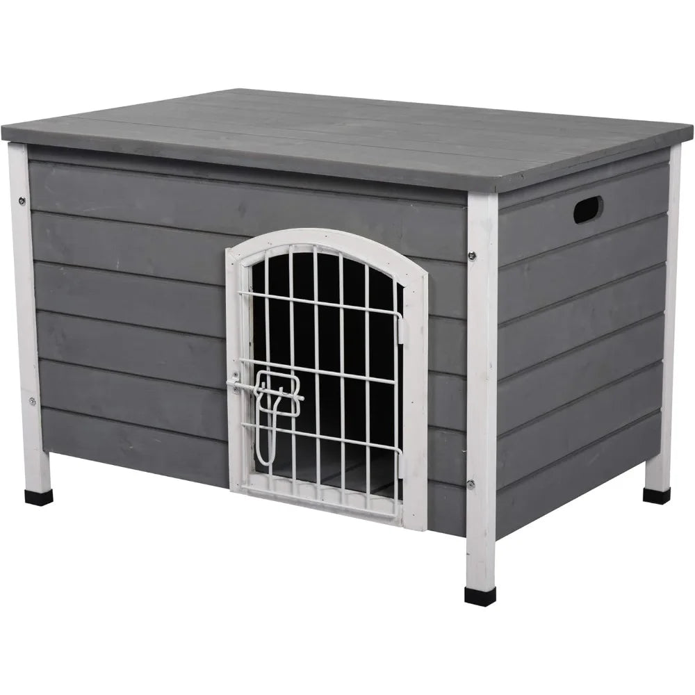31" Wooden Dog Cage Kennel – Decorative Indoor Dog Crate with Wire Door & Lock - Bdba PK