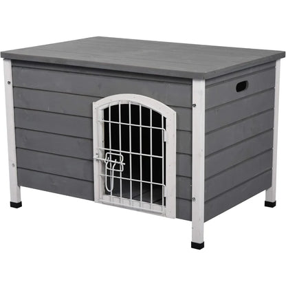 31" Wooden Dog Cage Kennel – Decorative Indoor Dog Crate with Wire Door & Lock - Bdba PK