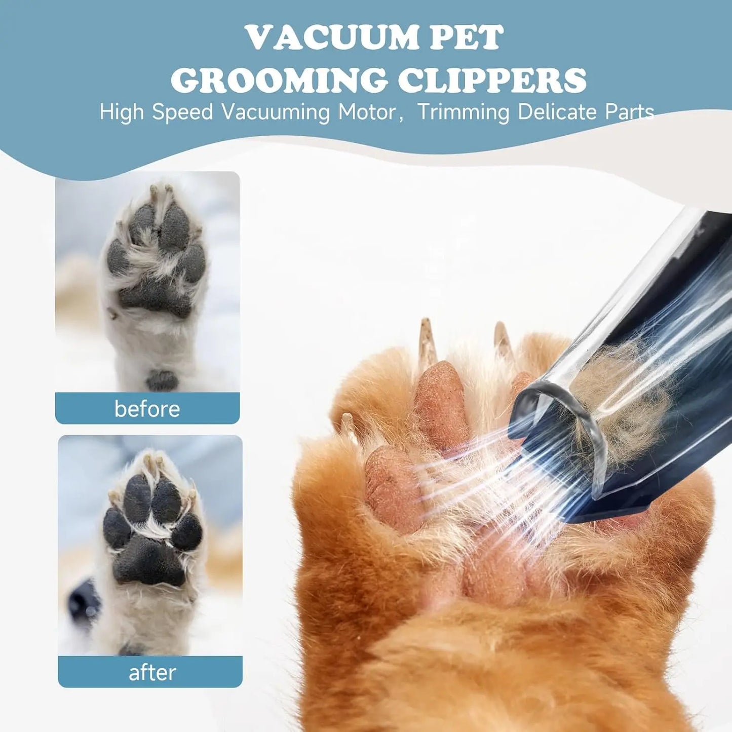 Cordless Pet Paw Trimmer with Vacuum Suction – 2-Mode Electric Clipper for Dogs & Cats - Bdba PK