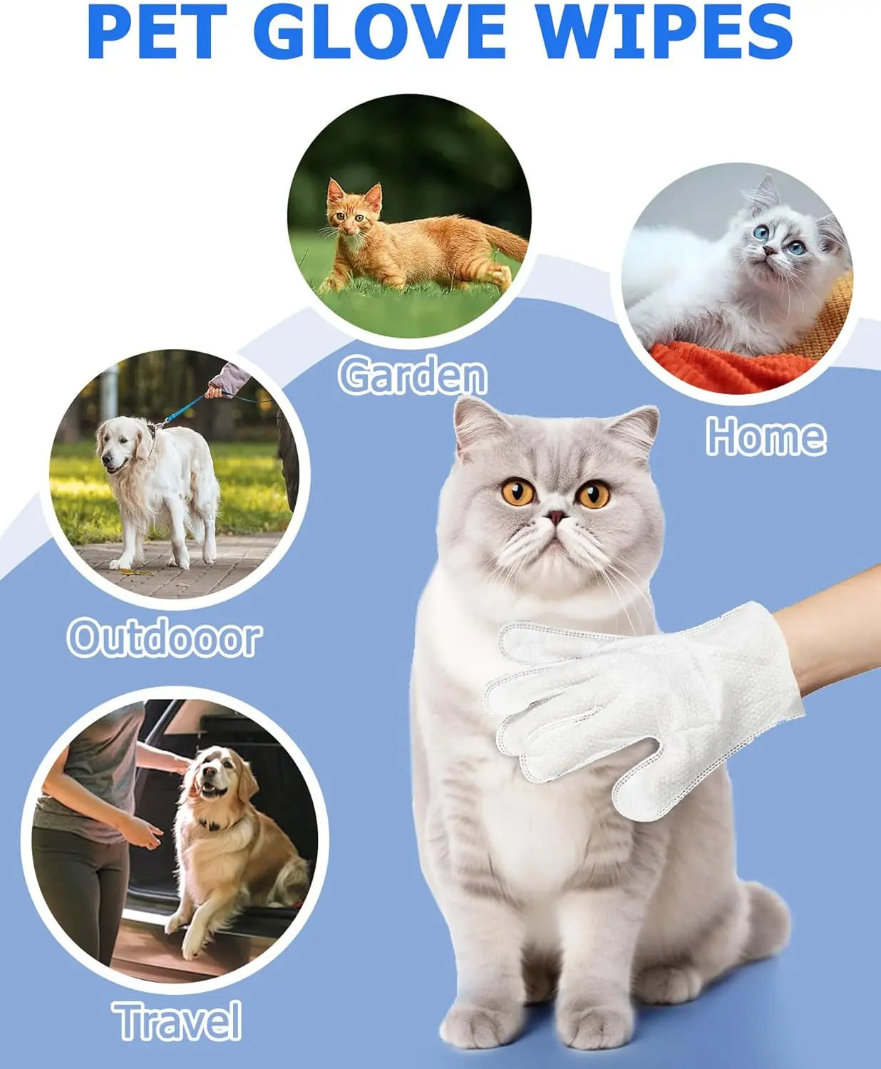 Pet Cleaning Wipe Gloves – Deodorising Grooming Bath Wipes for Dogs & Cats