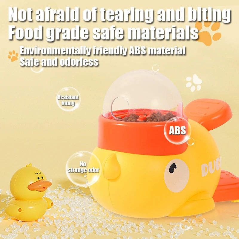 1PC Little Yellow Duck Pet Feeder Interactive Training Device For Cats And Dogs Food Dispensing By Pressing Automatic Feeder