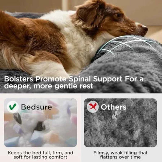 SupportMax™ Calming Dog Beds Large Sized Dog - 36in Donut Washable Large Pet Bed, Anti-Slip &Removable Cover, 420GSM Round Anti