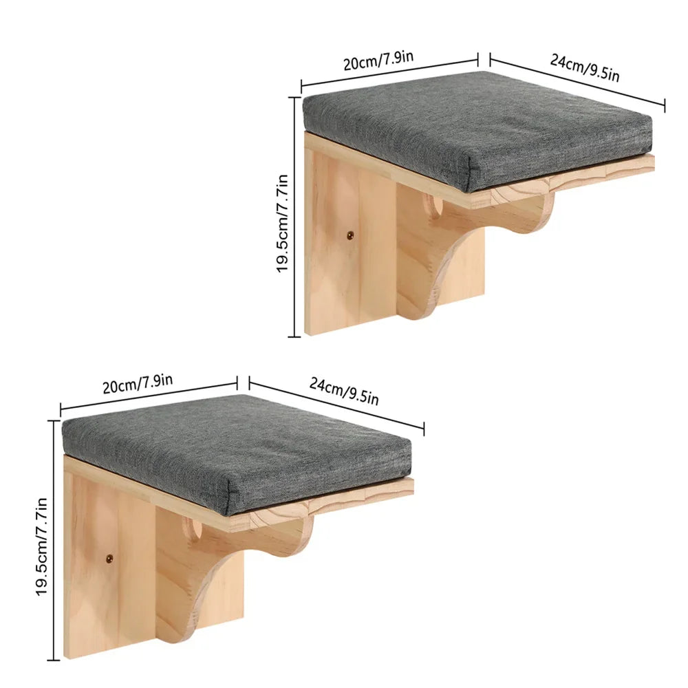 Wall-Mounted Cat Stairs Cat Scratching Posts Hammock Moon House Indoor Cat Gym Cats Furniture for Kittens Climbing and Sleeping