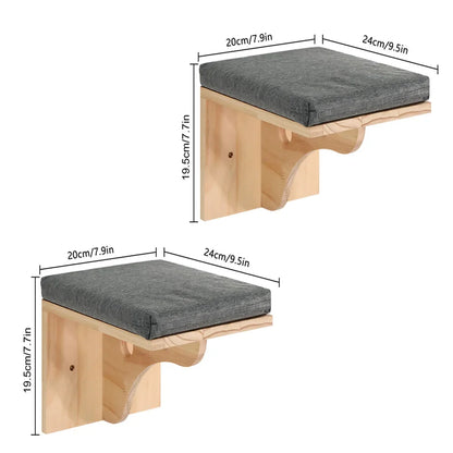 Wall-Mounted Cat Stairs Cat Scratching Posts Hammock Moon House Indoor Cat Gym Cats Furniture for Kittens Climbing and Sleeping