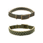 Hand-Knitted Leather Pet Collar Leash Set Multi-Colored Stripe Dog Collar Soft Adjustable Braided Dog Collar with Metal Buckle