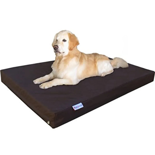 Orthopedic Waterproof Heavy Duty Gel Cool Memory Foam Dog Bed for Large Pet Nylon Cover in Brown Jumbo 55X47X4