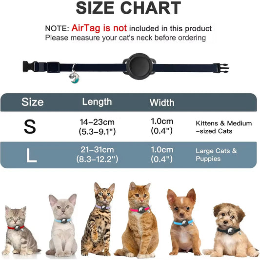 Fashion Anti-lost AirTag Cat Collar, Elastic Collar with Bell & GPS Tracking Holder Case for Cats Puppies(Tracker not included) - Bdba PK