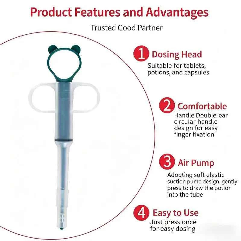 Pet Pill Dispenser  With Soft Tip, Cat Dog Medicine Dispenser Shooter With Ergonomic Plunger, Small Animal Feeding Tool