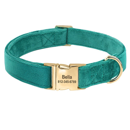 Personalized Velvet Dog Collar Super Soft Dogs ID Buckle Collars Engrave Name Pet Necklace Adjutable For Small Medium Large Dogs