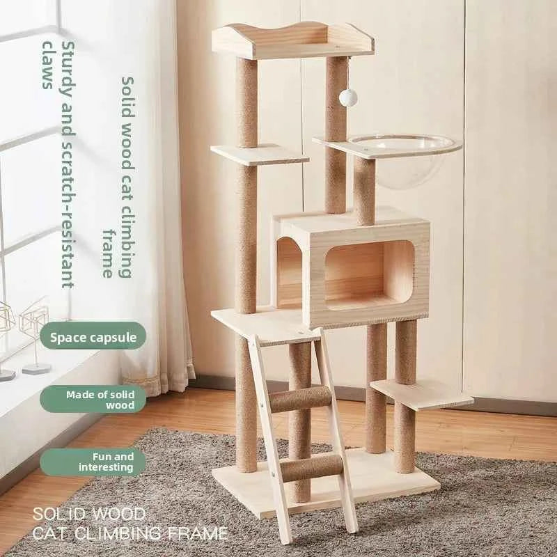 LMM solid wood cat climbing frame integrated luxury large climbing frame cat climbing frame