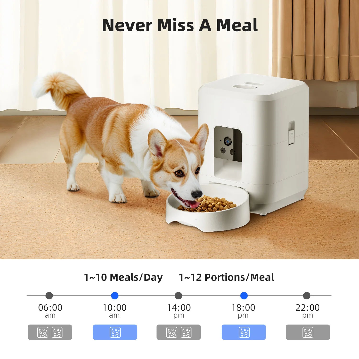 2L Automatic Pet Feeder Cat Smart Pet Feeder Wi-Fi & Camera Controlled feeder Dog & Cat Food Dispenser Remote App (No 5V 2A plug - Bdba PK