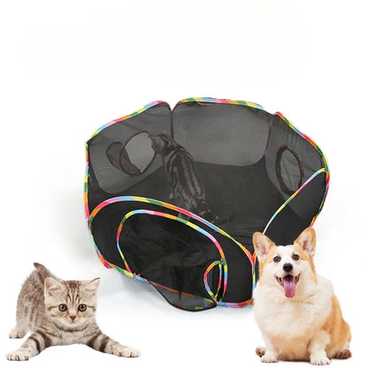 Foldable Cat Tunnel with Mesh Breathable Pet Play Tunnel for Kittens Cat Play House Dog Summer Outdoor Entertainment Cubes