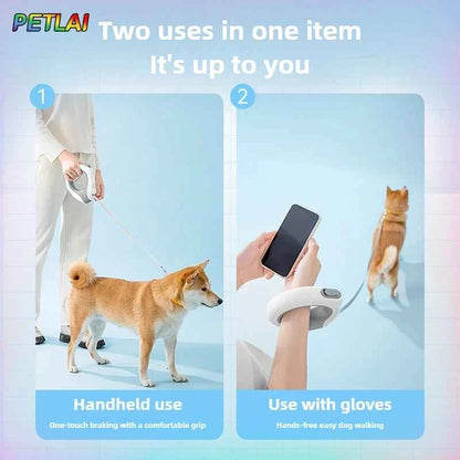 Dog Hands-Free Circular Light-Up Automatic Retractable Leash New Style Colorful Breathing Light Dog Harnesses for Walk at Night