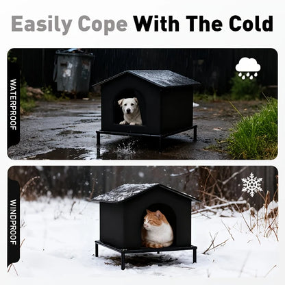Foil-Insulated Outdoor Cat House with Shelf & Cushion – Waterproof Stray Cat Winter Shelter (33×33×33cm) - Bdba PK