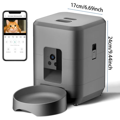 2L Automatic Pet Feeder Cat Smart Pet Feeder Wi-Fi & Camera Controlled feeder Dog & Cat Food Dispenser Remote App (No 5V 2A plug - Bdba PK