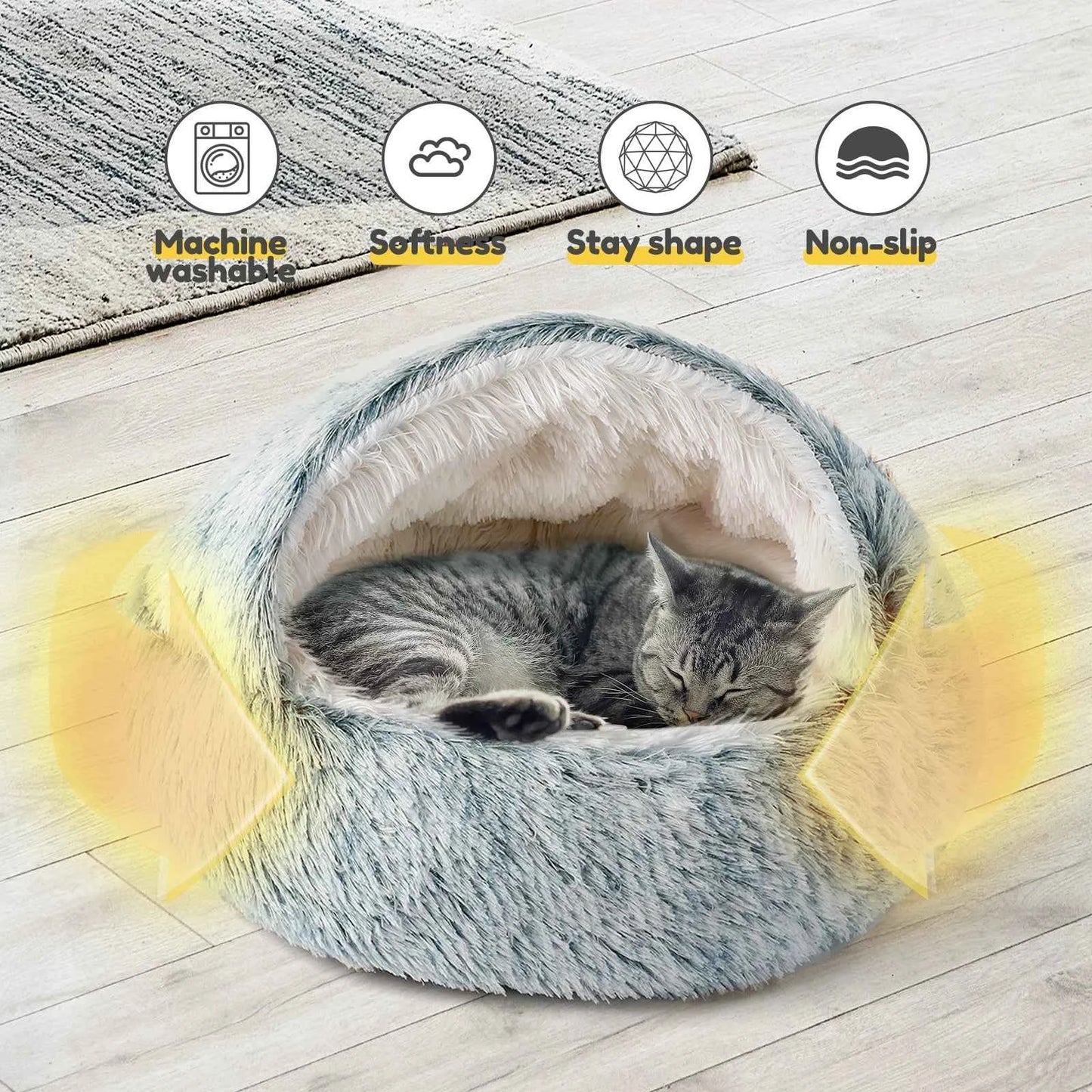 25'' Pet Cat Dog Lovely Cat Beds Nest Soft Comfortable Semi-enclosed Cat Nest Kennel indoor Pet house Supplies for Pet to Rest