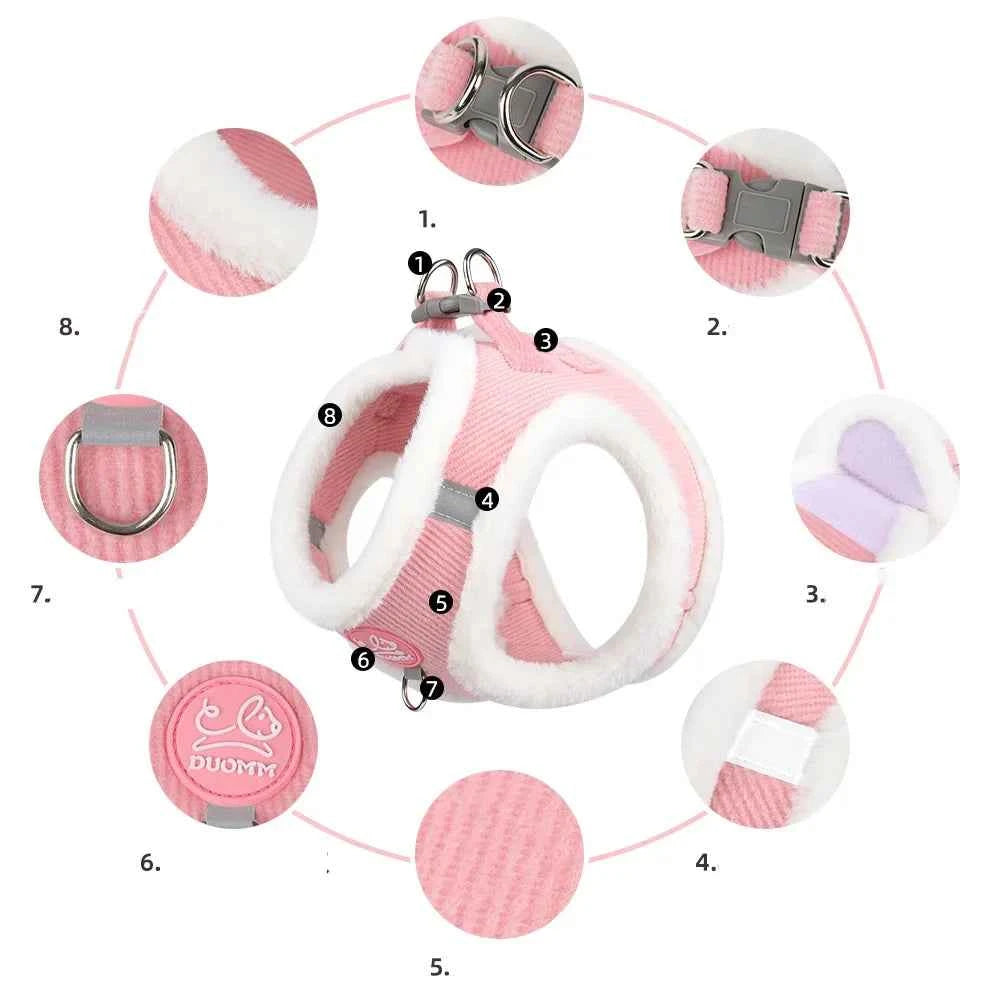 Cute Cat Dog Harness and Leash Set Winter Pet Outdoor Walking Supplies Reflective Adjustable Kitten Puppy Gatos Harnesses