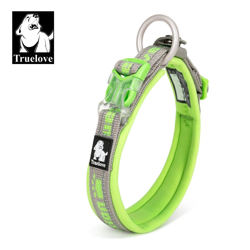 TrueLove TLC50121 Reflective Neoprene Dog Collar with Matching Leash, Adjustable Nylon Collar for All Dog Sizes