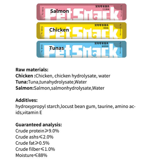 Cat Liquid Snack Strips – Chicken, Salmon & Tuna Wet Treats for Cats & Kittens - Bdba PK