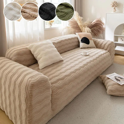 1PC-Plush sofa cover, winter thickened 2025 new cream style sofa cover, all inclusive universal anti cat scratch cover cloth
