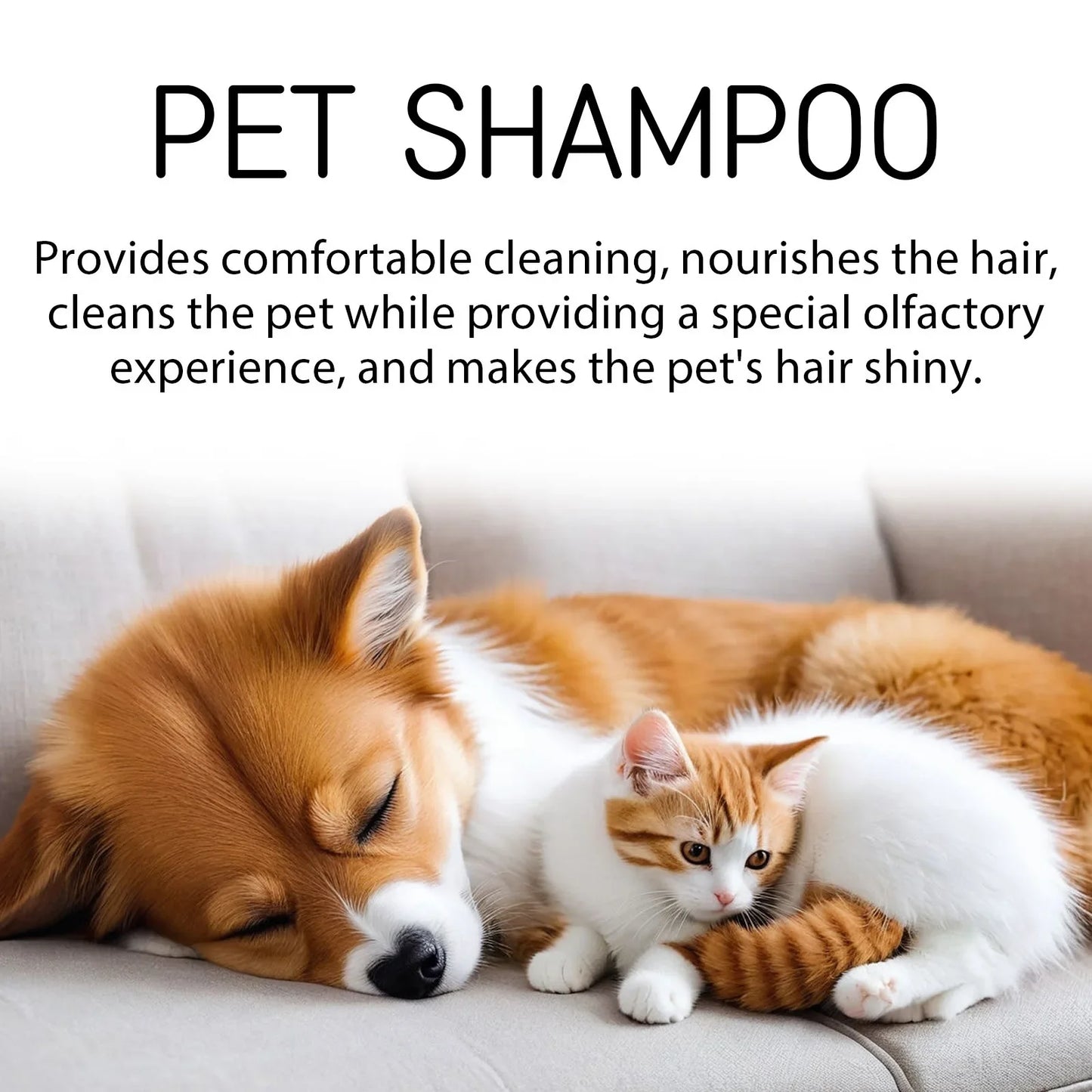 Pet Shampoo Cats and Dogs Gentle Cleansing Natural Formula Smooth Non Tangling Fur Fragrance Moisturizing Pet Grooming Supplies