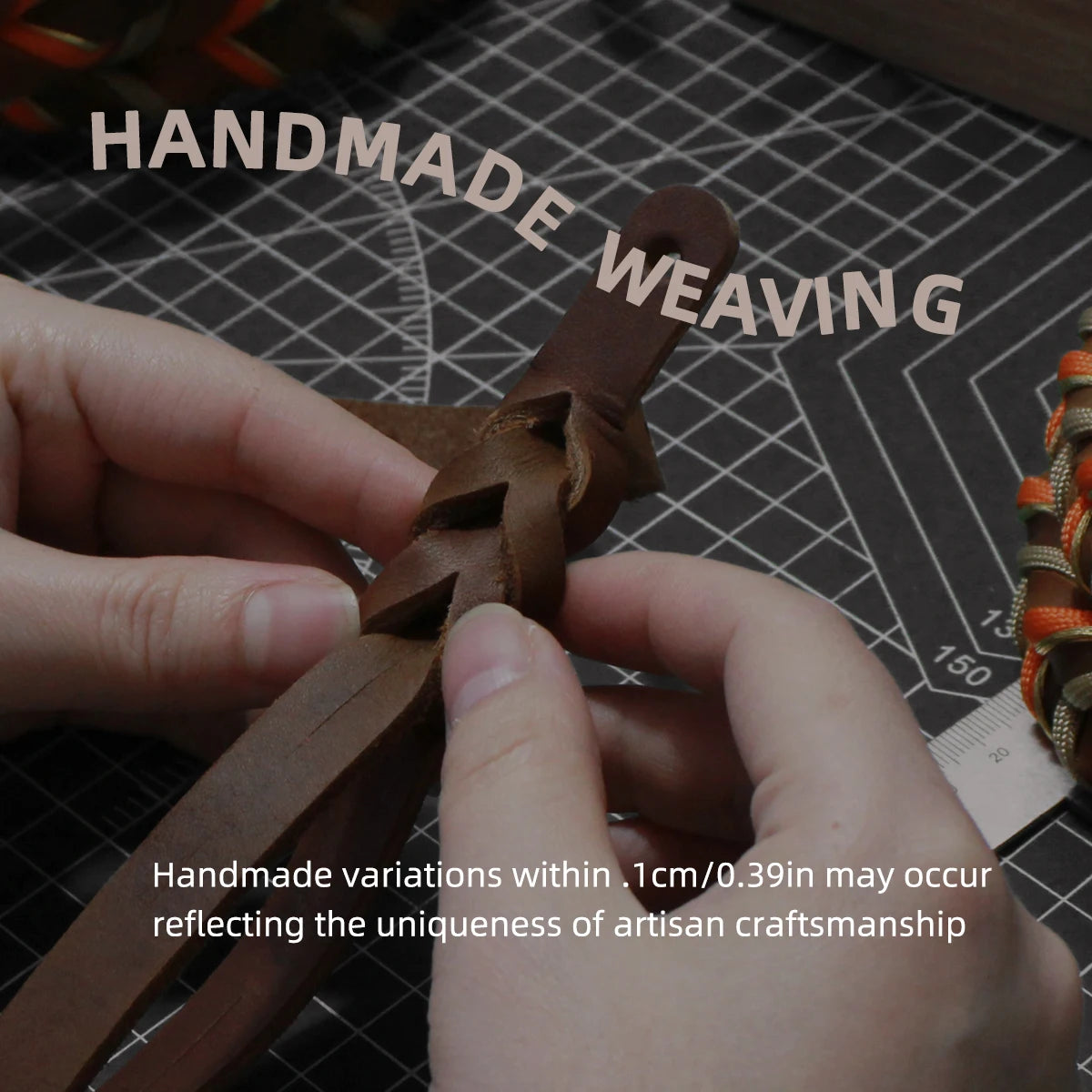 Brown Leather Dog Collar And Leashes Suit Woven Patterns Beautiful Durable Nylon Orange Colors Rope Hand Free Design 2026 New