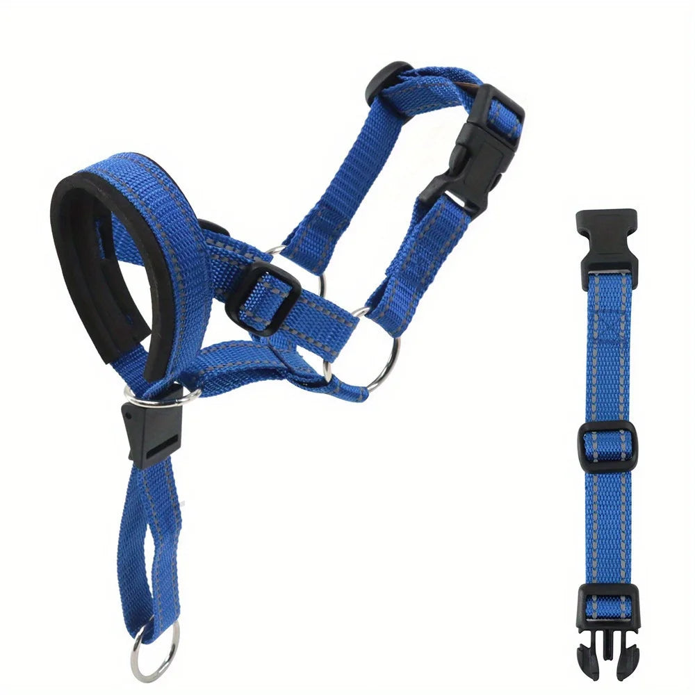 2-Pack Adjustable Nylon Dog Muzzles with Reinforced Stitching–Leader Halter with Safety Strap for Training and Pull-Free Walks - Bdba PK