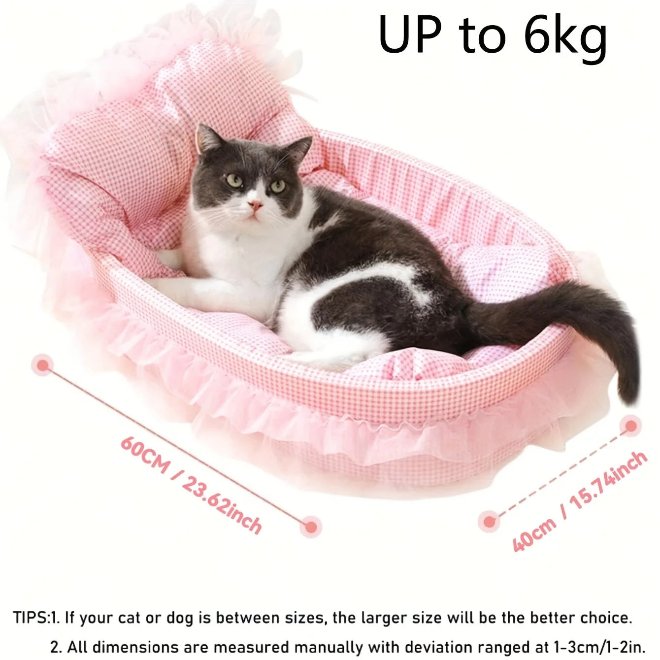 Lace-Trimmed Princess Pet Bed – Soft Oval Plush Winter Bed for Small Dogs & Cats - Bdba PK
