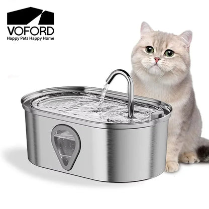 3.5L Stainless Steel Cat Water Fountain with Water Level Window Pet Fountain Cat Dog Water Dispenser for Multiple Cats Fountain - Bdba PK
