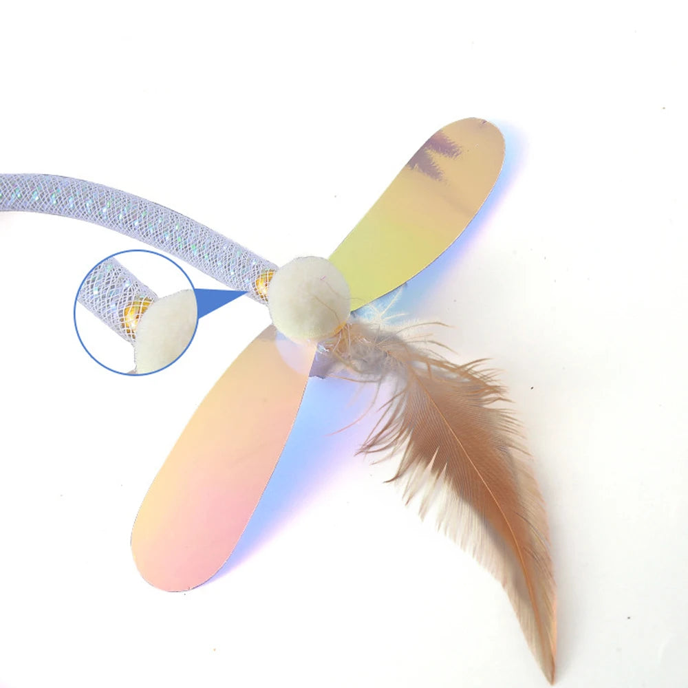 2pcs Spring Hose Feather Sequins Cat Teaser Stick Cat Rod Kitten Pet Toys