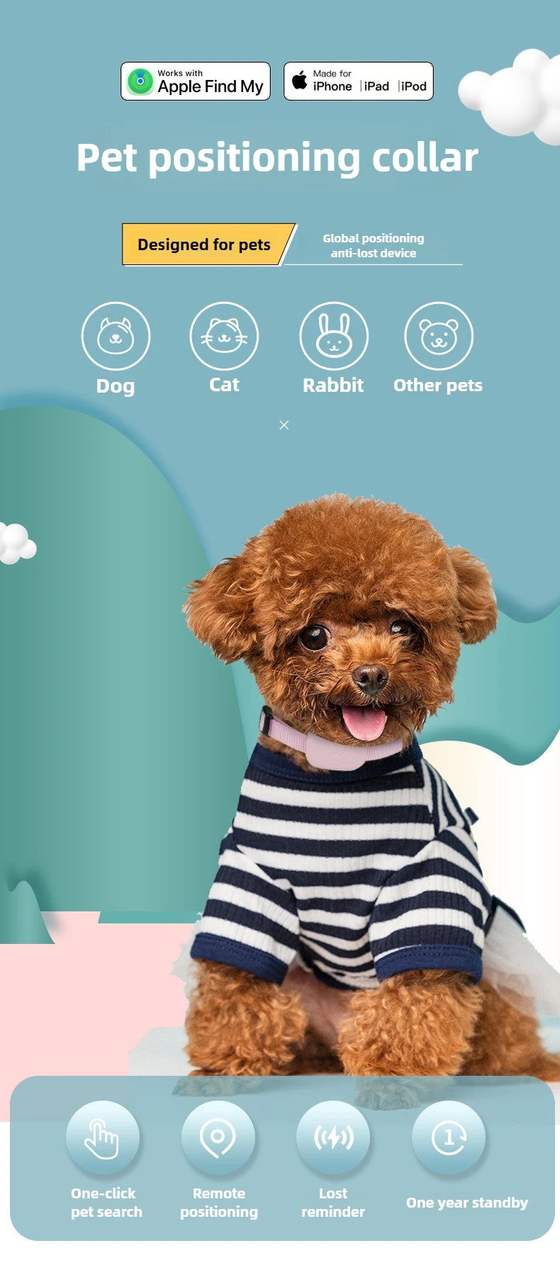 Pet Bluetooth GPS Tracker Dog Mini Tracking Movement Alert Collars Anti Lost Tracker for Cats and Puppies Remote Global Locator