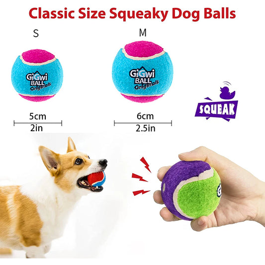 Pet Dog Squeaky Tennis Ball Interactive Dog Toys High Bounce Sound Rubber Ball for Small Medium Dogs Training Outdoor Play Ball