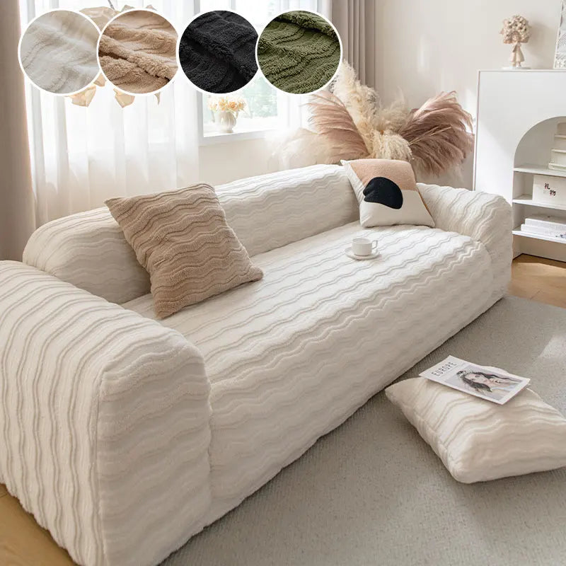 1PC-Plush sofa cover, winter thickened 2025 new cream style sofa cover, all inclusive universal anti cat scratch cover cloth