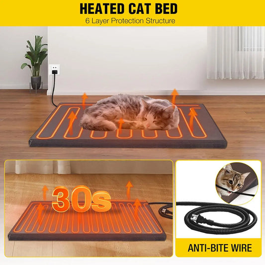 Wooden Heated Cat House with Heating Pad | Waterproof Roof - Bdba PK