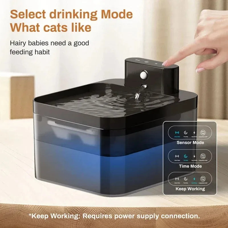 2.2L Smart Cat Water Fountain, 120° Motion Sensor, Type-C, 2600mAh Battery, Ultra-Quiet 25dB, BPA-Free, 1-Week Auto Watering - Bdba PK