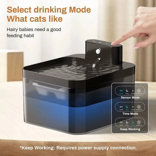2.2L Smart Cat Water Fountain, 120° Motion Sensor, Type-C, 2600mAh Battery, Ultra-Quiet 25dB, BPA-Free, 1-Week Auto Watering - Bdba PK