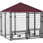 Outdoor Dog Kennel, 4.6x4.6x5 Feet, Rotating Bowls, Waterproof & UV-Resistant Cover, Suitable for S&M Breeds, Poultry
